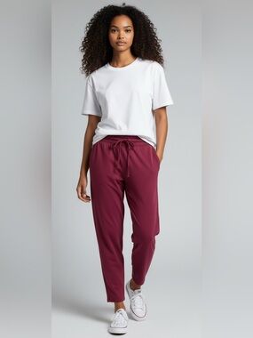 New $75 Fabletics Blaine Harem Drawstring Jogger Pants - Cherry XS